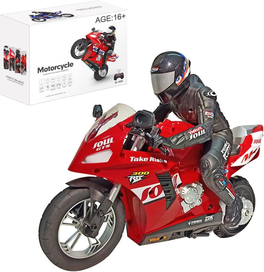 XS107029 1-6 Scale Remote Control Motorcycle with Dual-Motor & Gyroscope - Red