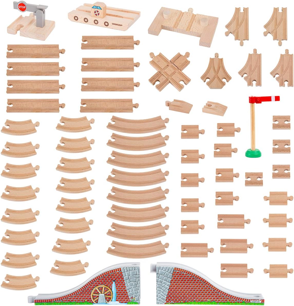 XS107140 Orbrium Wooden Train Track Expansion Pack - 68 Piece