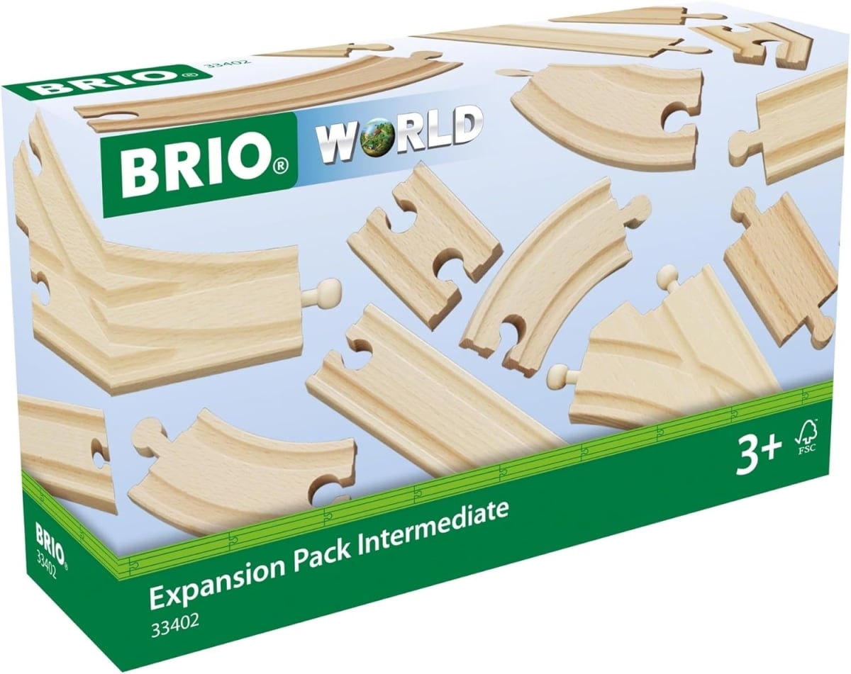 XS106984 BRIO World Expansion Pack Intermediate - Wooden Train Tracks with Switches - 16 Piece