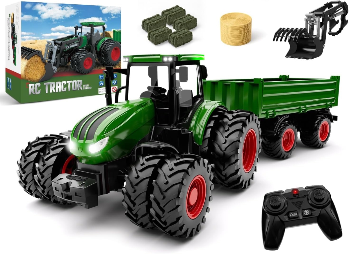 XS107152 Remote Control Tractor Toy Set with Truck & Trailer Front Loader