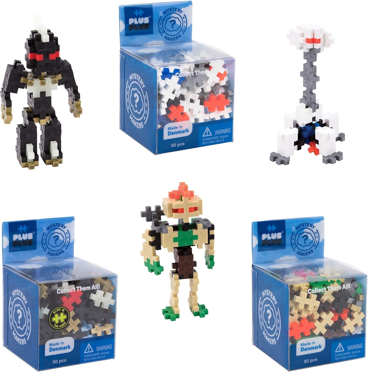 XS105270 Plus-Plus Mystery Makers Robots - Stem Construction Mini Puzzle Block Kits - Set of 3