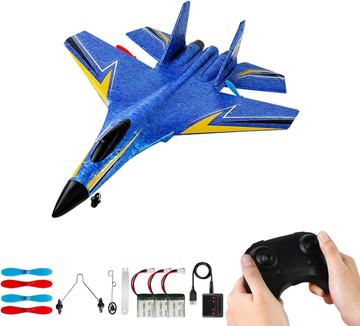 XS106998 RC Airplane - Remote Control Foam Plane for Kids & Beginners - Blue