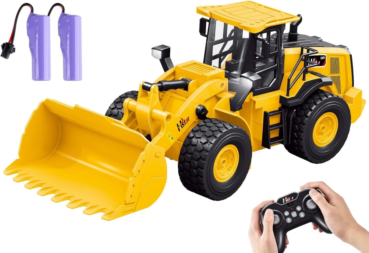 XS107197 9-Channel Remote Control Wheel Loader 1-18 Scale Construction Toy with Realistic Sounds & Lights