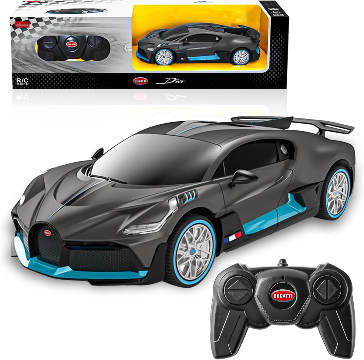 XS107274 Bezgar Bugatti Remote Control Car - 1-24 Scale Officially Licensed Bugatti RC Vehicle for Boys - Girls & Adults