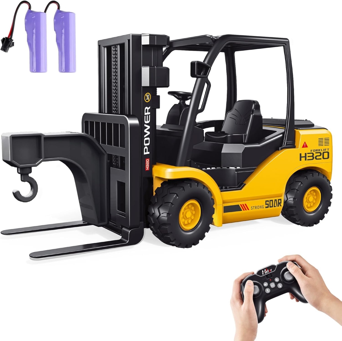 XS107196 9-Channel Remote Control Forklift Truck 1-18 Scale Construction Toy with Realistic Lights & Sounds