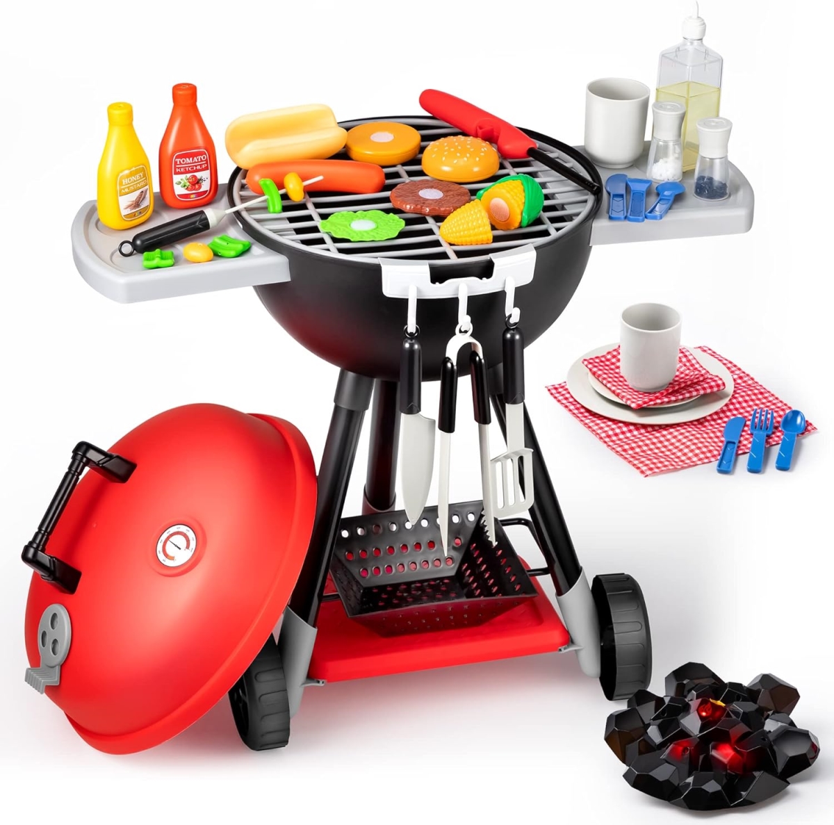 XS107259 Joyin Kitchen Toy Set - Interactive BBQ Play Grill with Light & Sound for Kids - 34 Piece