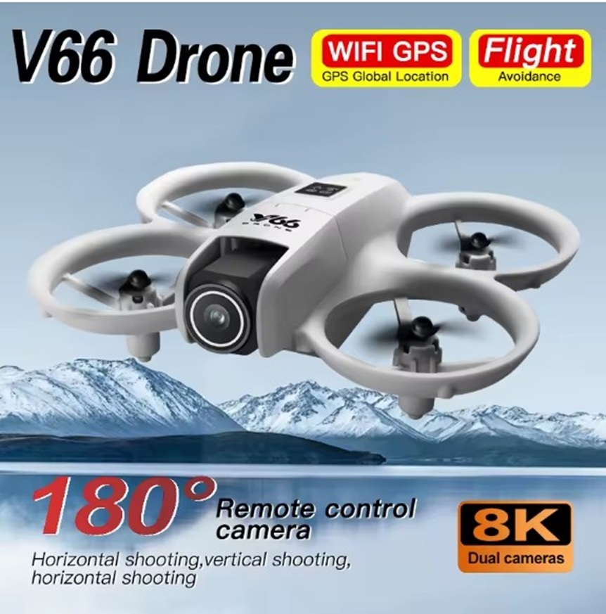 WA88706 V66 Mini Drone 4K Profession HD Wide Angle Camera WiFi FPV RC Dron Height Keep Helicopter Foldable Quadcopter Kids Toys