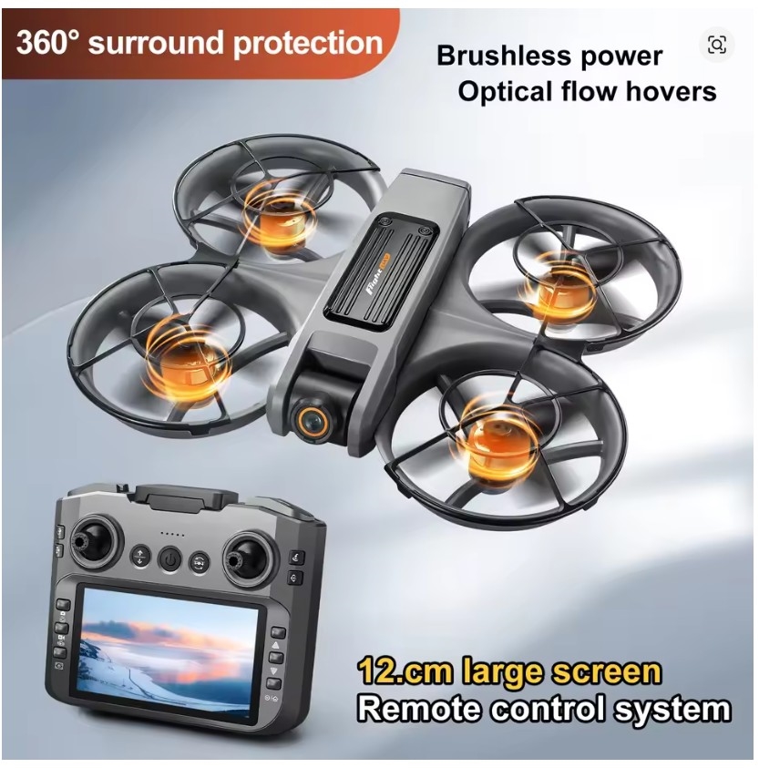 WA88714 2025   S156 Drone Screen Brushless Optical Stream Positioning Quadcopter Camera FPV Traverser Novice Toy - Grey
