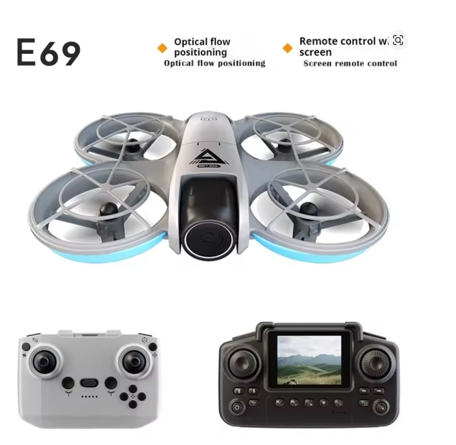 WA88710 E69 Mini Drone Equipped With Screen Control Dual Cameras Optical Flow Aircraft Remote Control Aircraft