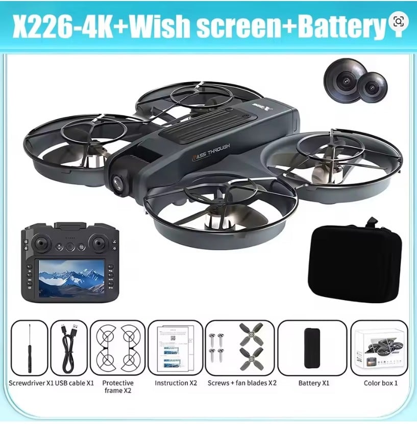 WA88712 X226 Drone 4K Professional Remote Control Helicopter Plane RC Dron With Screen Quadcopter Toys Gift for Kids