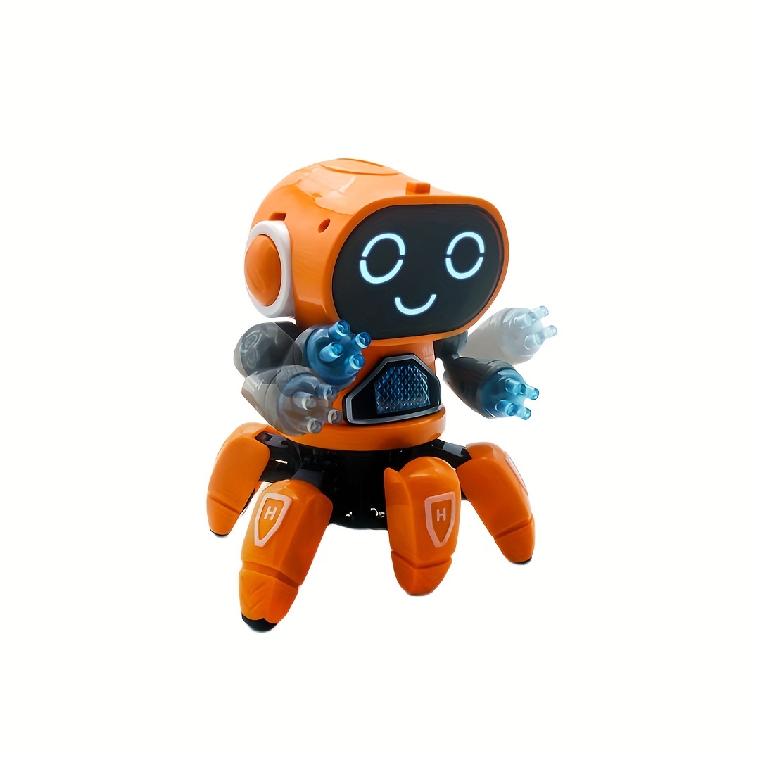 NT32576 White & Orange Electronic Walking Dancing Robot Toy for Kids