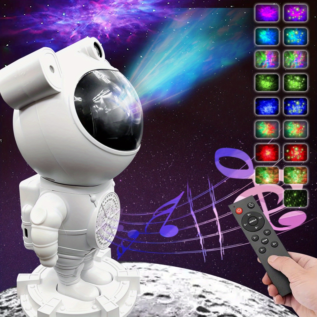 NT32584 Rotopata Astronaut Galaxy Projector Night Light with Music Player