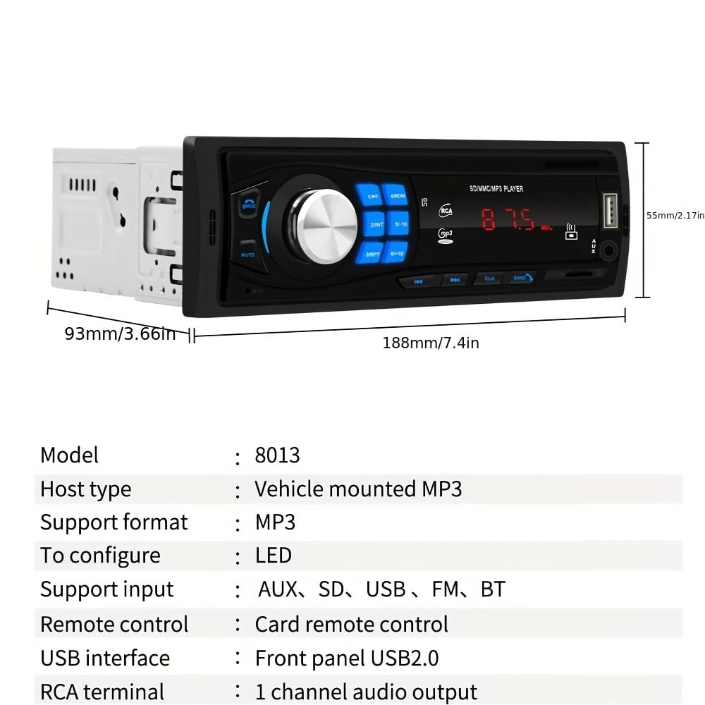 NT32642 Single 1 DIN In-Dash Car Radio with Remote Control
