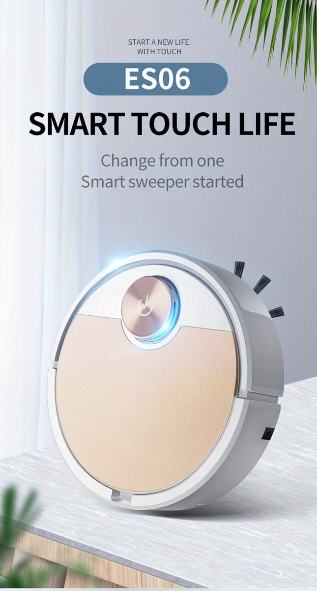 NT32663 Smart Sweeping Robot App Remote Control Vacuum Cleaner, Golden & Silver Gray