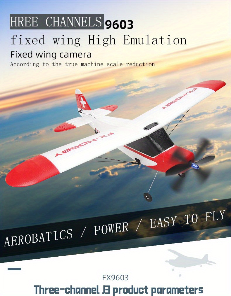 NT32768 Three Channel Remote Control Aircraft J3 Cessna Glider Toy