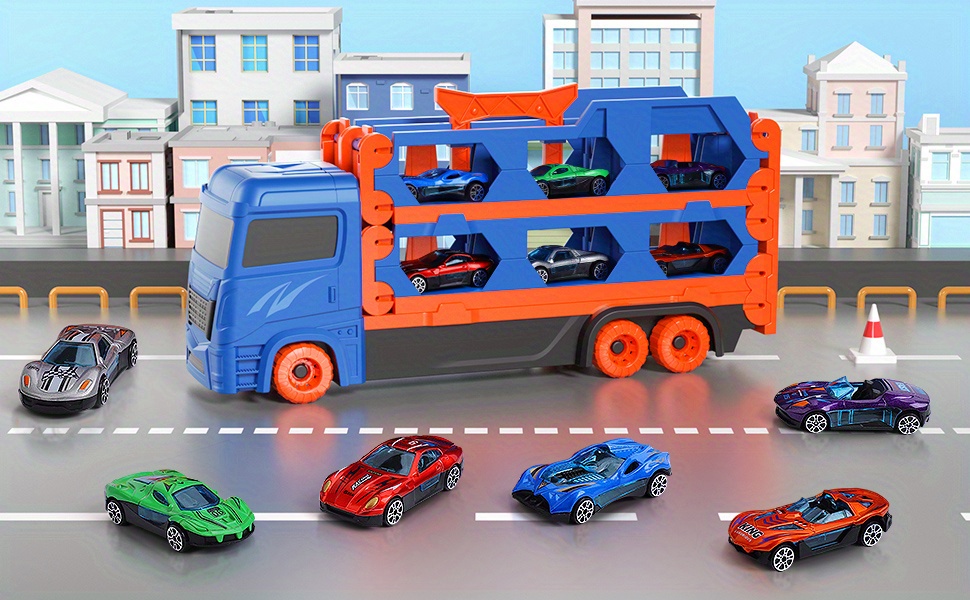 NT32818 Truck Ejection Track Deformation Folding Storage Transport Vehicle, Ejection Shooting Metal Car Toys for Children & Boys Gift