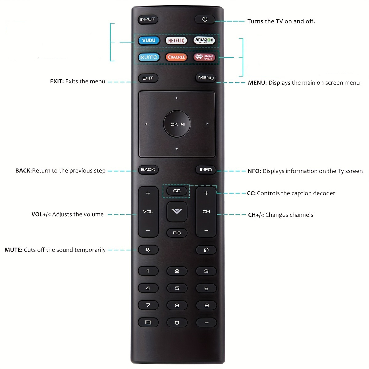 NT32846 Universal Remote Control XRT136 for VIZIO All LED LCD HD 4K UHD HDR Smart TV -  netjett