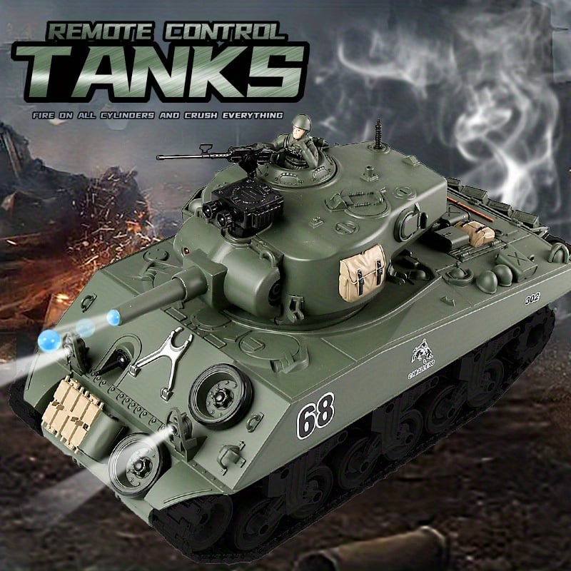 NT32855 1-18 Scale 2.4Ghz Remote Control Military Tank Rotating Turret US M4A3 Remote Controlled Tank