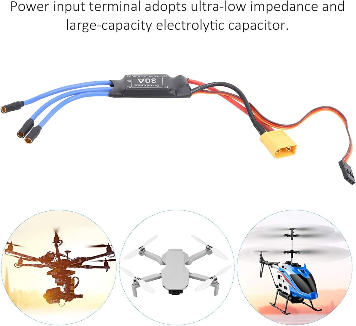 NT31785 30A ESC XT60 Electronic Brushless Speed Controller for Remote Controlled Drone Remote Controlled Airplane Helicopter