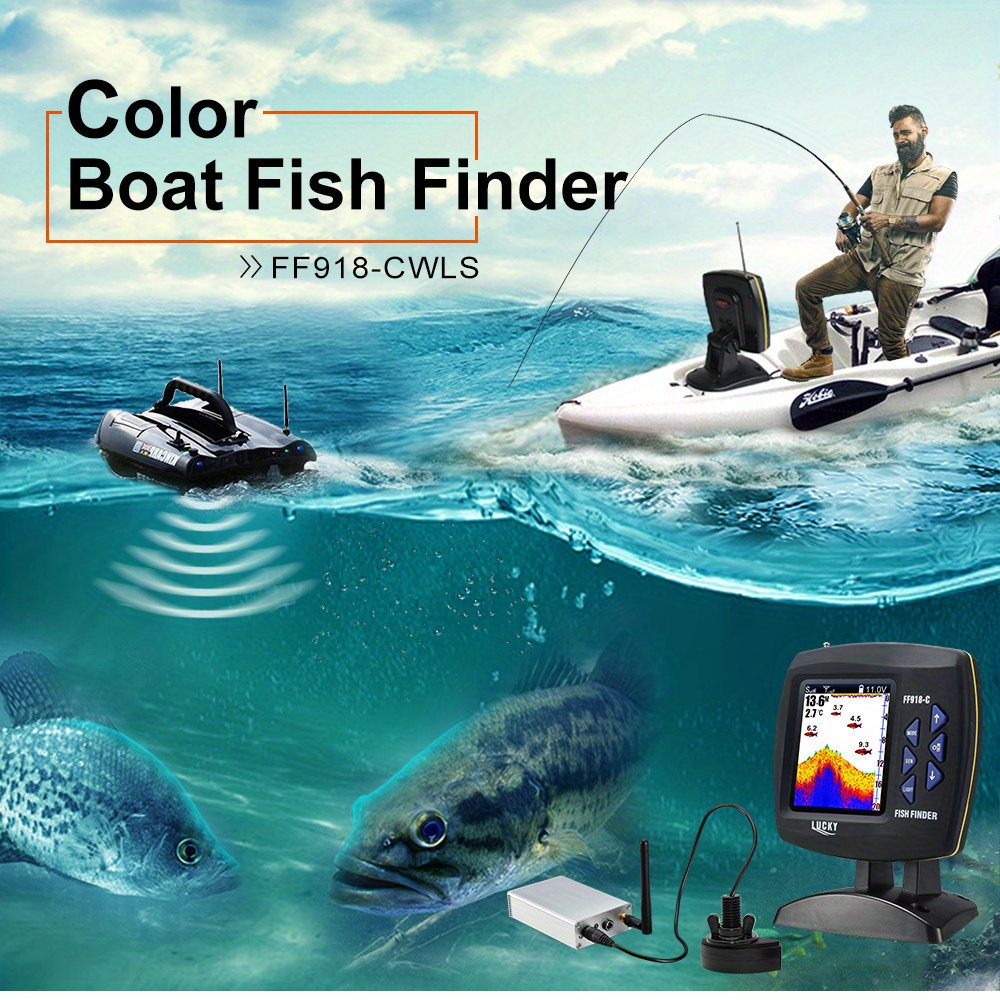 NT31802 11811.02 in. FF918 Wireless Remote Control Boat Fish Finder with Wireless Operating Range Echo Sounder