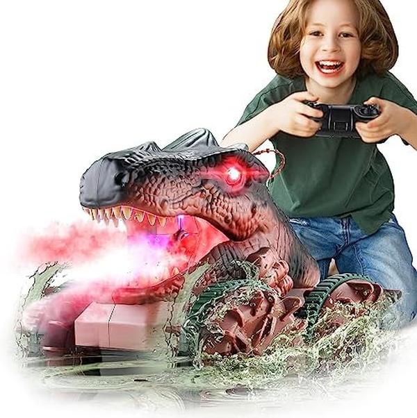 Picture of UNO1RC MC33293 Dinosaur Monster Trucks for Boys 4-7&#44; 2.4Ghz Amphibious Remote Control Car with Light & Spray Function for 3-8 Year Old Boy Girl