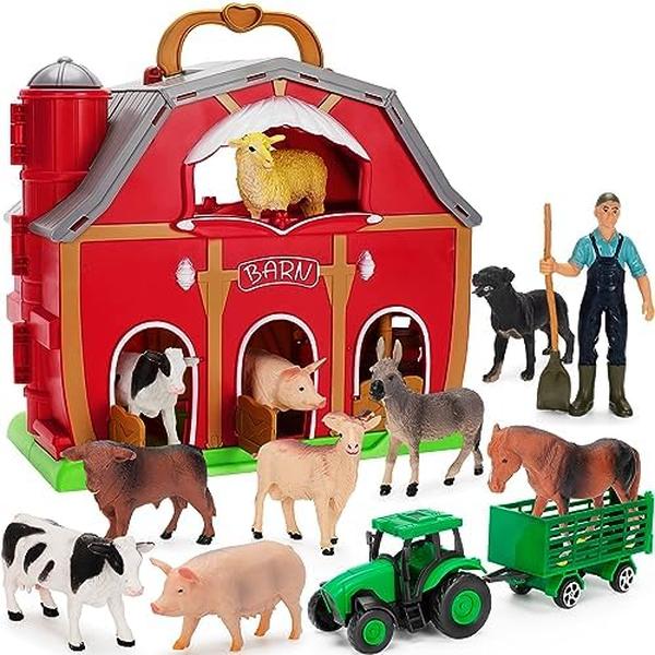 Picture of UNO1RC MC33202 Animals Toys for 1-3 Year Old Toddlers Girls Boys&#44; Big Red Barn Farm with Figures Animals Toy & Tractor Toys for Kids