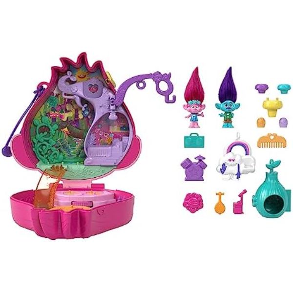 Picture of UNO1RC MC33045 Pocket & Dream Works Trolls Compact Playset with Poppy & Branch Dolls & 13 Accessories Collectible Toy with Working Features