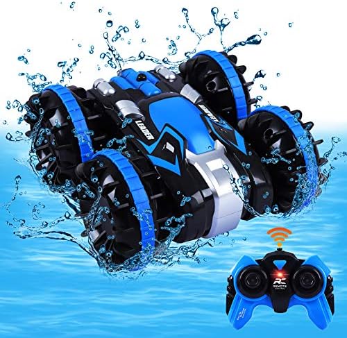 Picture of UNO1RC MC33121 2.4GHz Remote Control Boat Waterproof RC Monster Truck Stunt Car with 4WD All Terrain Water Beach Pool Toy for Kids