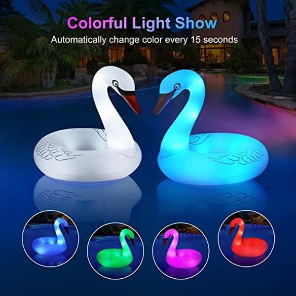 NM55823 Swan Pool Float with Colorful Lights