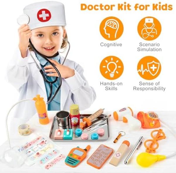 NM55959 Doctor Playset Kit for Kids Toddlers 3-5 - 34 Piece