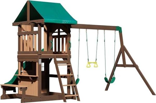 NM56000 Discovery Lakewood Cedar Wood Swing Set - White Robot
