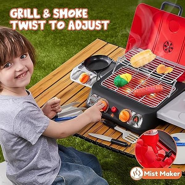 NM56035 Large 2-Layer BBQ Grill Playset with Pretend Smoke