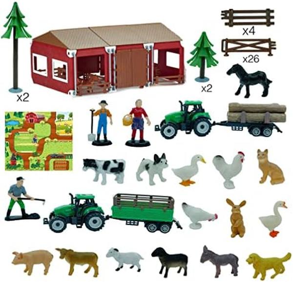 NM56074 Mini Barn Farm Plastic Playset Toys - 119 Piece