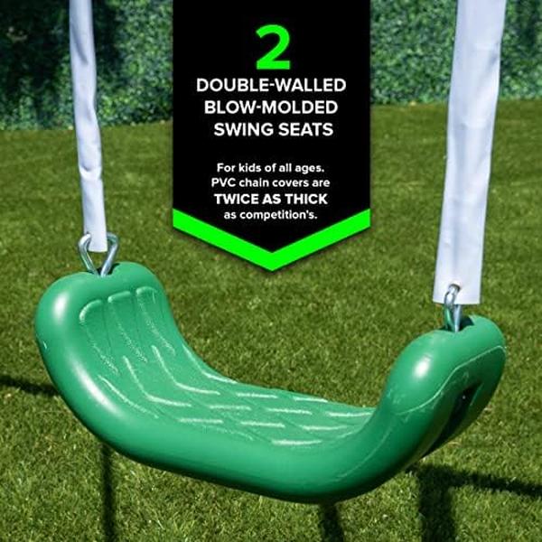 NM56075 Amazon Exclusive My First Metal Outdoor Kids Swing Set with Slide - White Robot