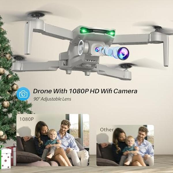 NM56162 1080P FPV Foldable Quadcopter Drone with Camera for Adults Kids - Gray