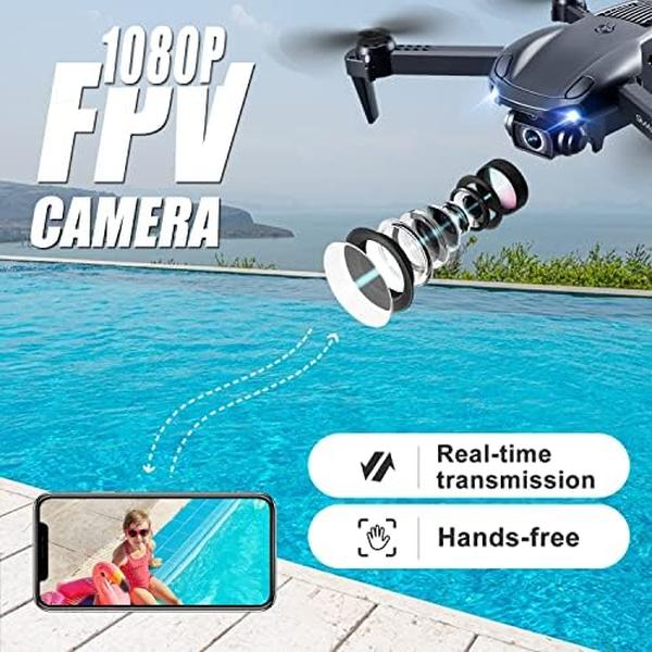 NM56219 Foldable Drones with 1080P HD Camera for Adults - Black