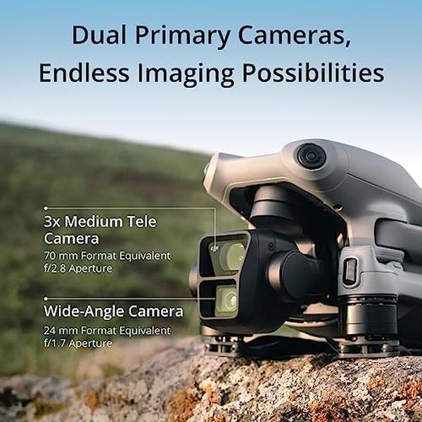 NM56317 Air 3 DJI RC-N2 Drone with Medium Tele & Wide-Angle Dual Primary Cameras