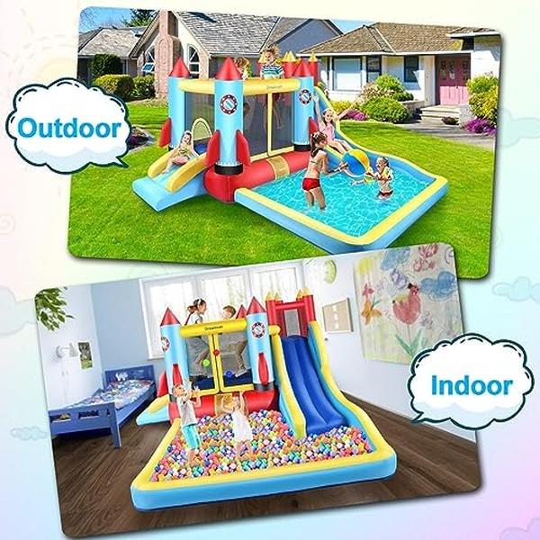 NM56571 13 x 12 ft. 7-in-1 Rocket Castle Inflatable Bounce House