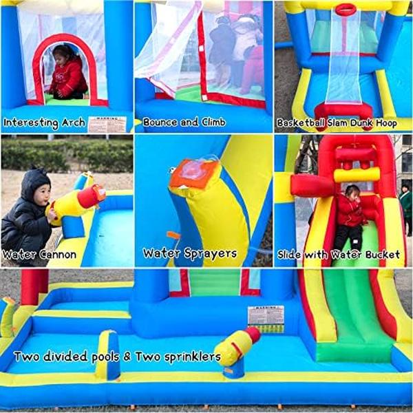 NM56586 Inflatable Bounce House with Water Slide & Large Splash Pool