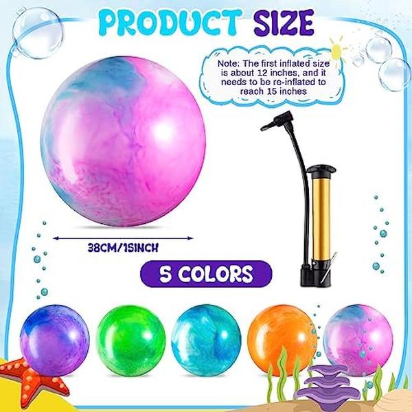 NM56597 15 in. Marbleized PVC Inflatable Bouncy Balls - 10 Piece