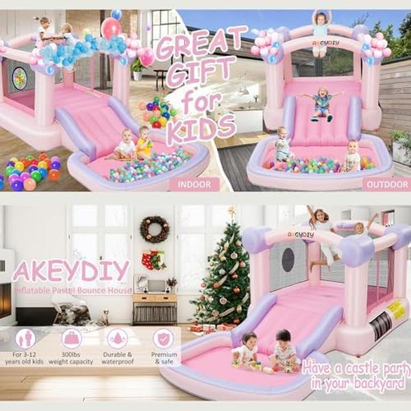 NM56653 Pastel Inflatable Bounce House with Slide