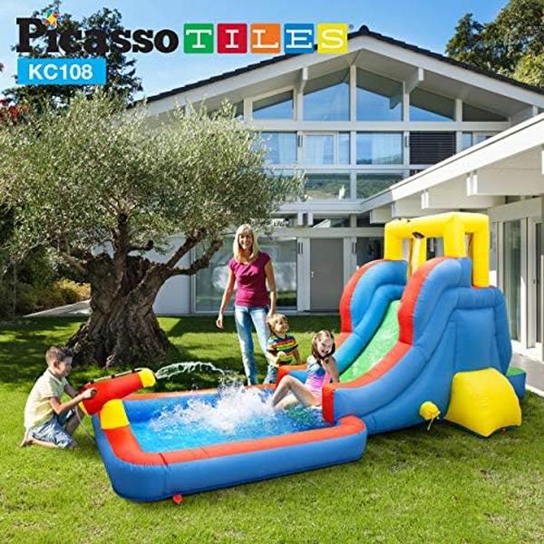 NM56678 KC108 Water Slide Park Inflatable Bouncing House with Pool Area Splash Zone