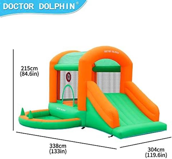 NM56683 Dolphin Bounce House Inflatable Slide with Party Light