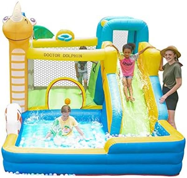 NM56697 Unicorn Dolphin Bounce House with Slide