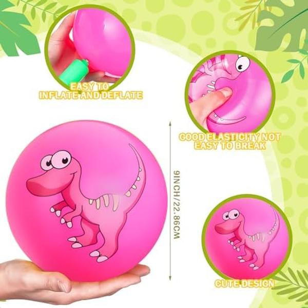NM56716 9 in. Balls for Toddlers 1-3 Cute Dinosaur Inflatable Bouncy Beach Balls - 15 Piece