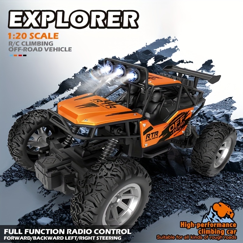 1:20 R/C Alloy, 27MHz Full-function Wireless Radio Control High-performance Climbing Vehicle, LED Roof Lights Fearless Night Driving.