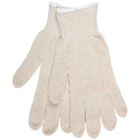 B310039 7 Gauge String Knit Gloves, Natural Cotton & Polyester, Hemmed - 1 Dozen, White