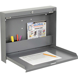 Folding Wall Mounted Locking Shop Desk, 20 x 3.38 x 16.38 in. - Gray