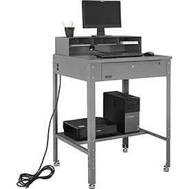 Shop Desk with Pigeonhole Compartments, Flat Top 34.5 x 30 in. - Gray