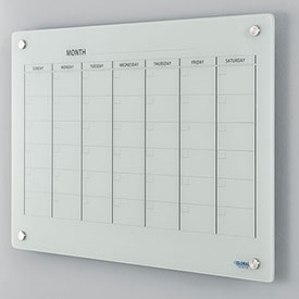 Magnetic Glass Calendar Whiteboard, 36 x 24 in. - White